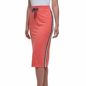 NWT Tommy Hilfiger Midi Skirt with side-stripe size Large pink(coraline) L